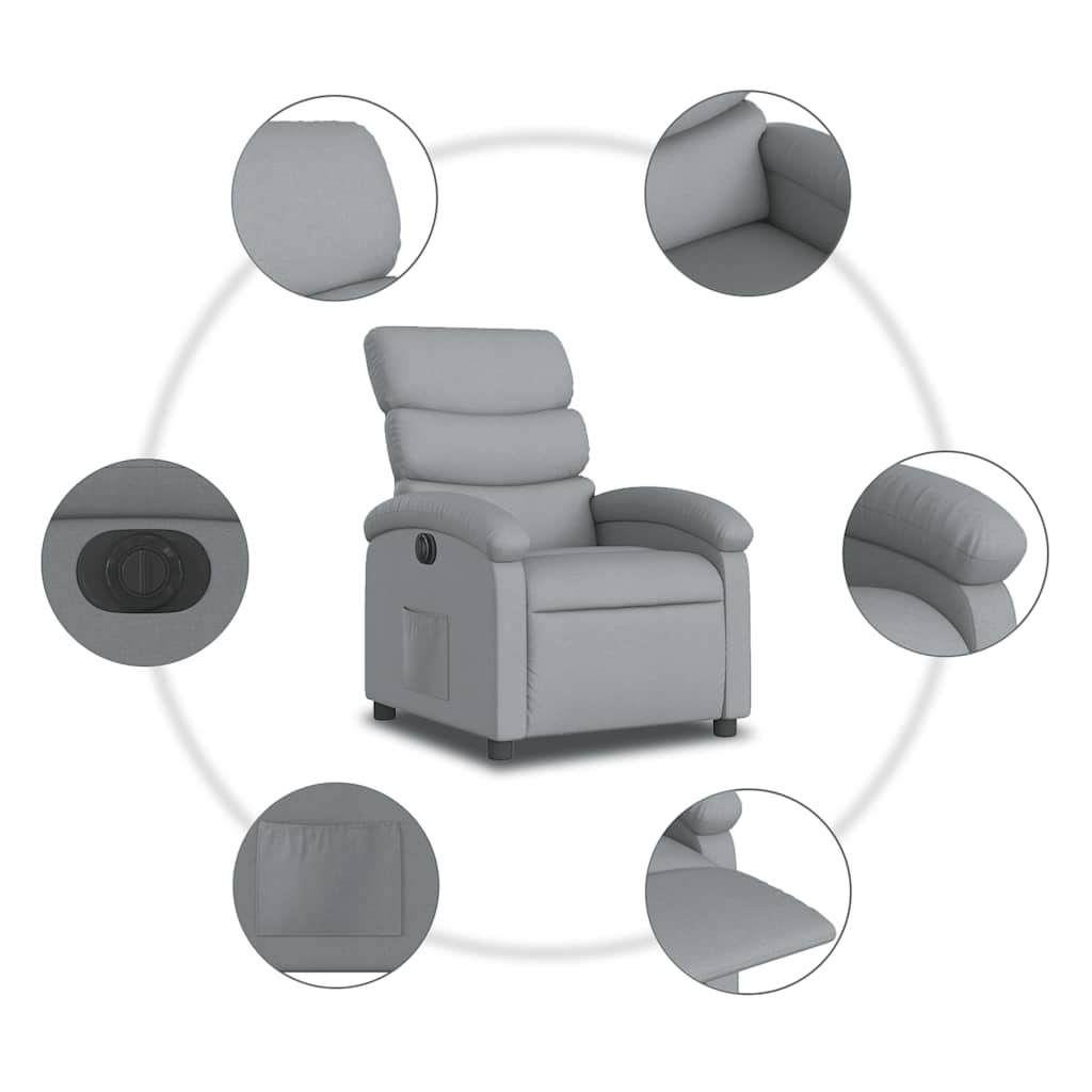 világosszürke szövet elektromos dönthető fotel