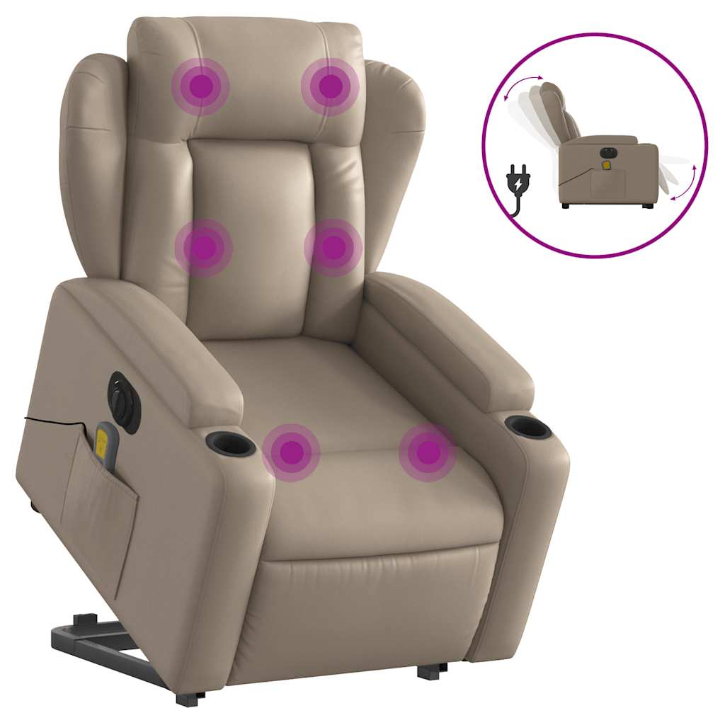 elektromos cappuccino műbőr felállást segítő masszázsfotel