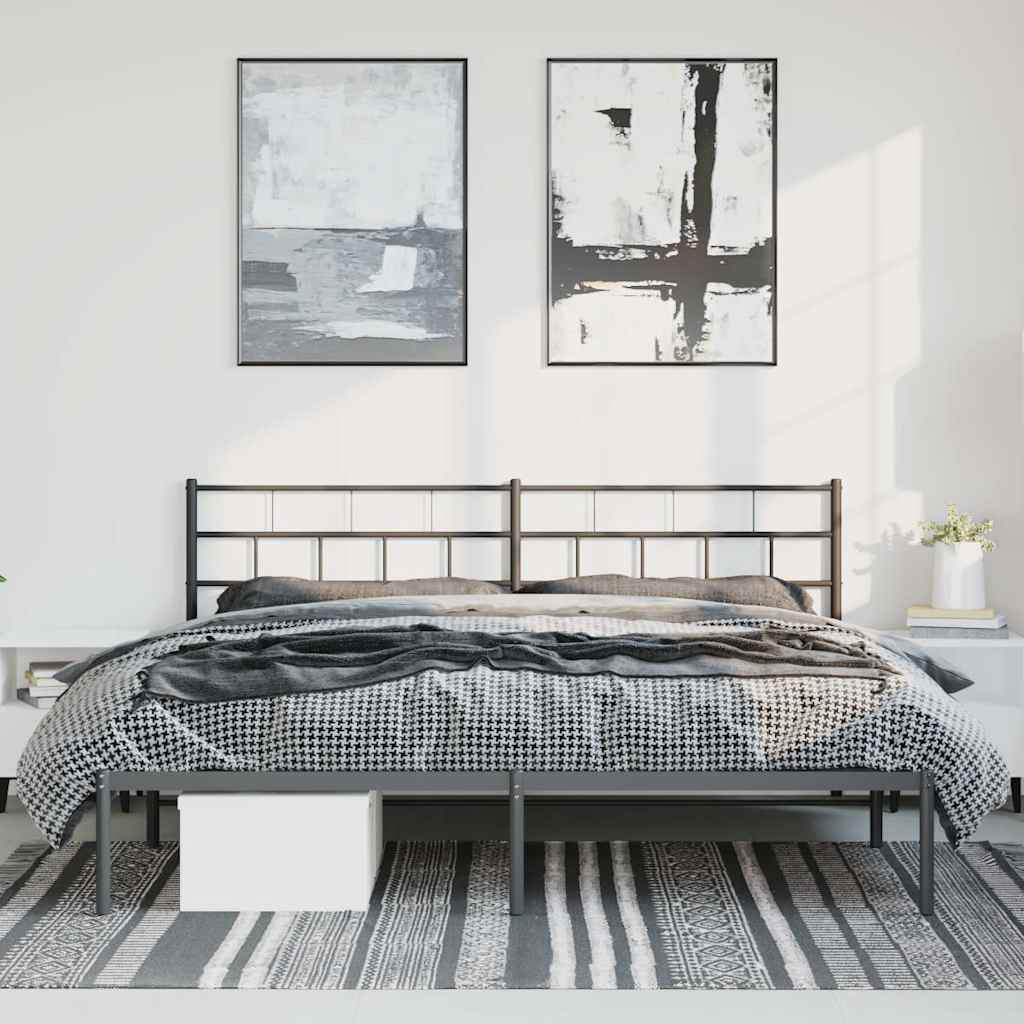 fekete fém ágykeret fejtámlával 183 x 213 cm
