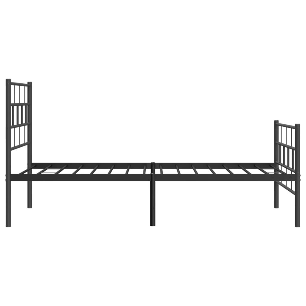 fekete fém ágykeret fej- és lábtámlával 90 x 190 cm