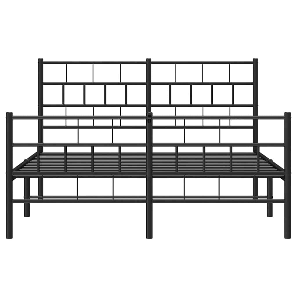 fekete fém ágykeret fej- és lábtámlával 135 x 190 cm