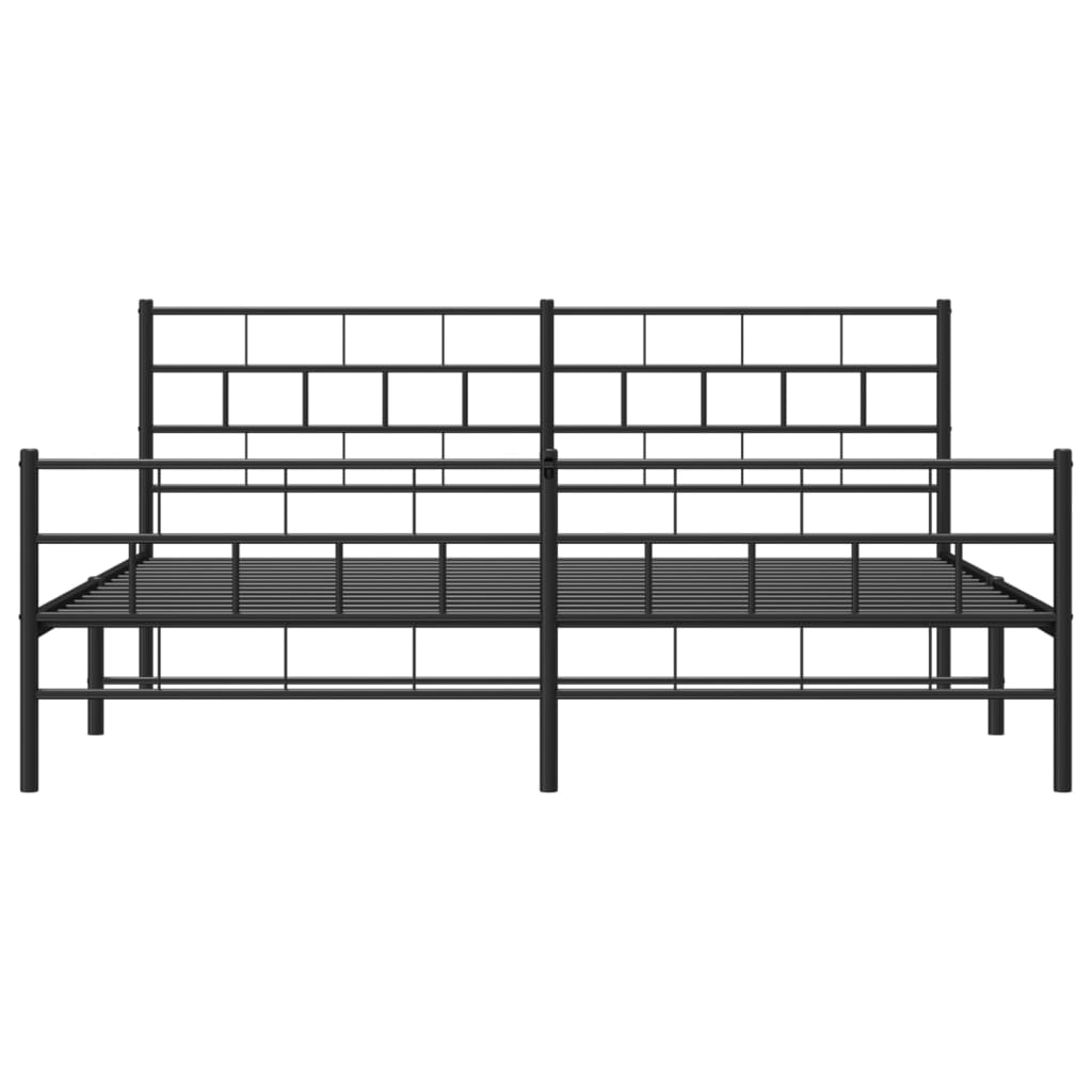 fekete fém ágykeret fej- és lábtámlával 200 x 200 cm