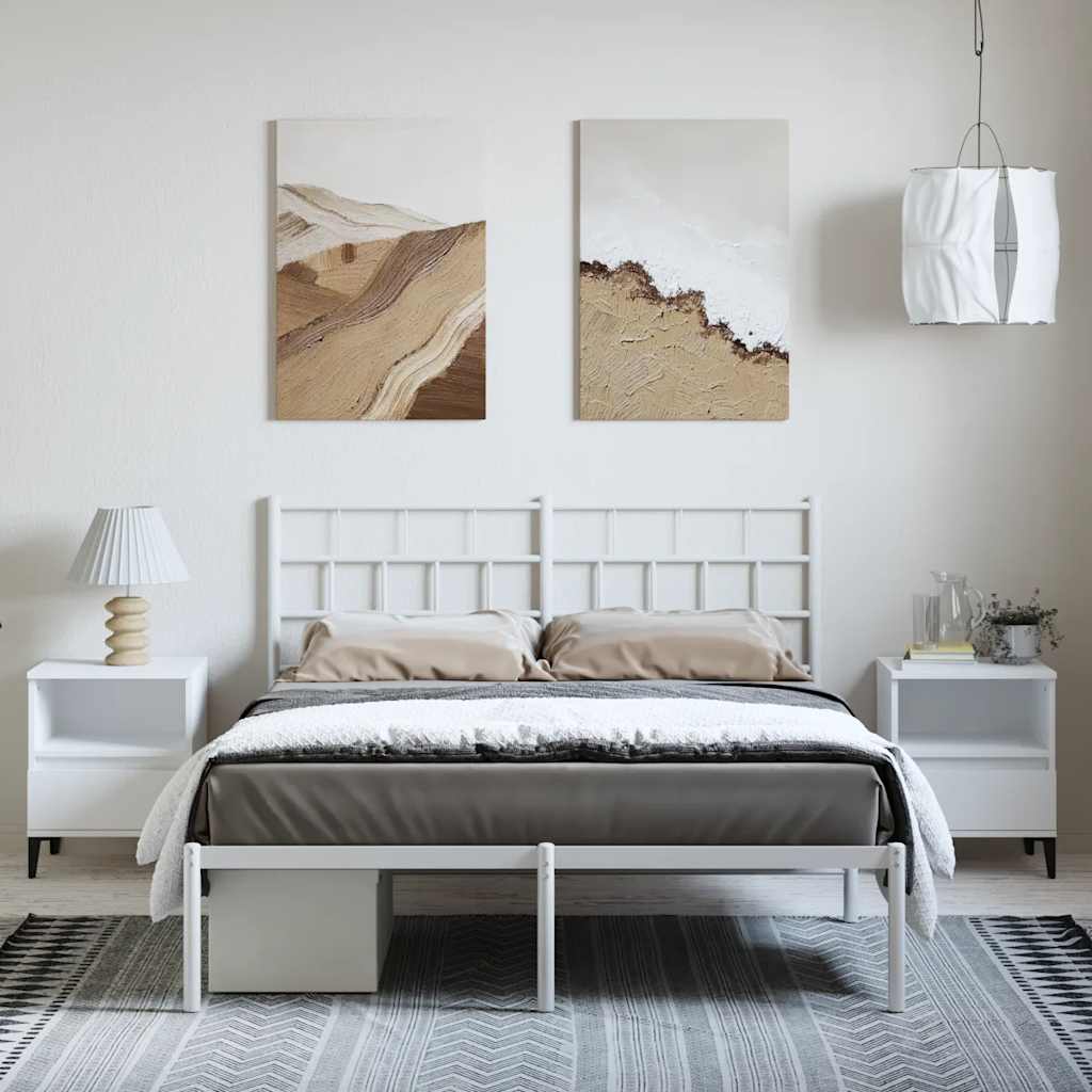 fehér fém ágykeret fejtámlával 150 x 200 cm