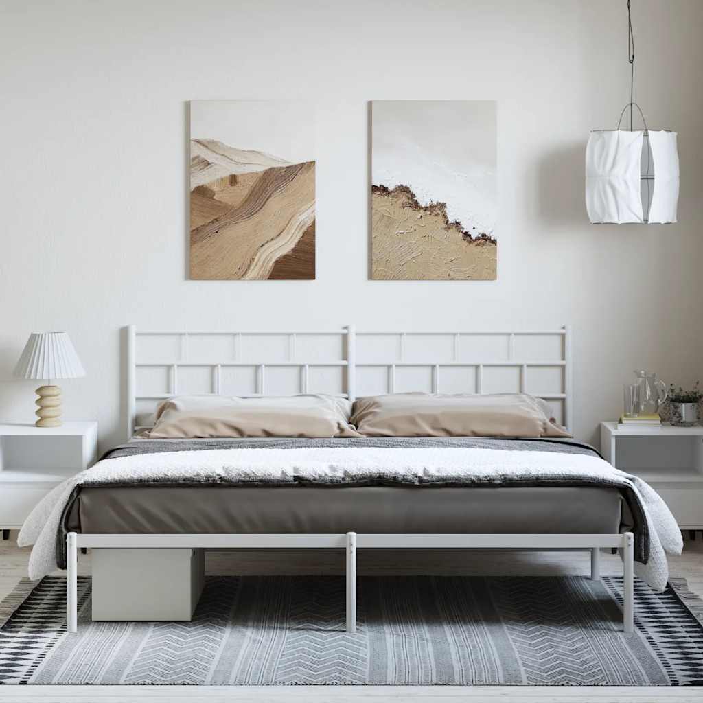 fehér fém ágykeret fejtámlával 193 x 203 cm