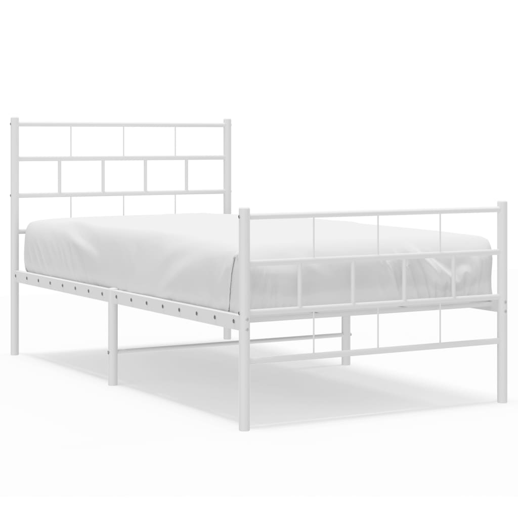 fehér fém ágykeret fej- és lábtámlával 90x200 cm