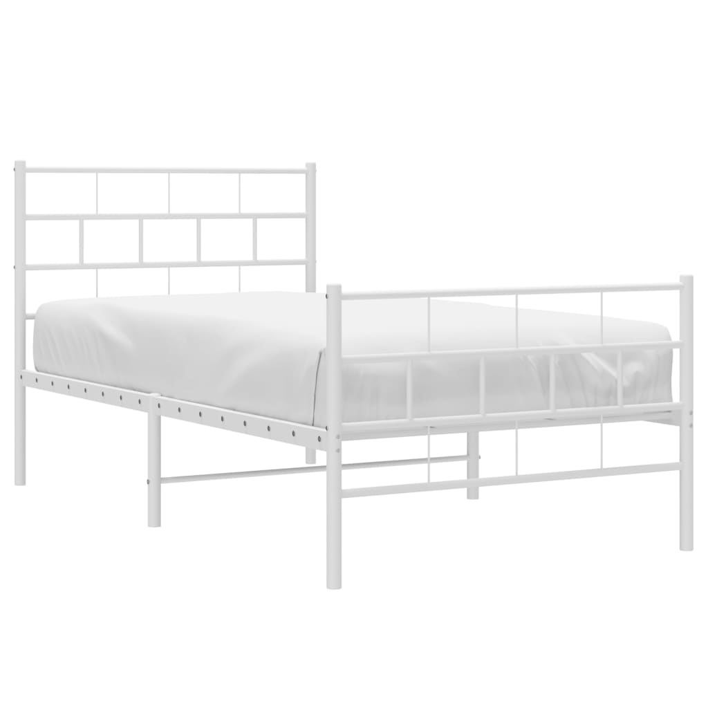 fehér fém ágykeret fej- és lábtámlával 90x200 cm