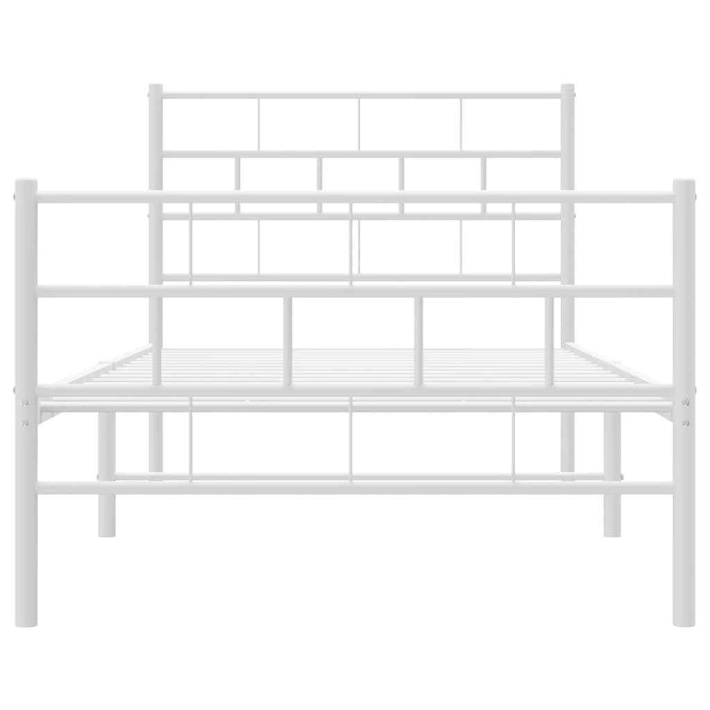 fehér fém ágykeret fej- és lábtámlával 90x200 cm