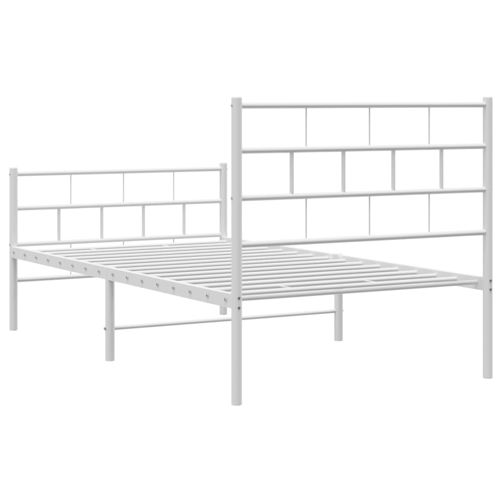 fehér fém ágykeret fej- és lábtámlával 90x200 cm