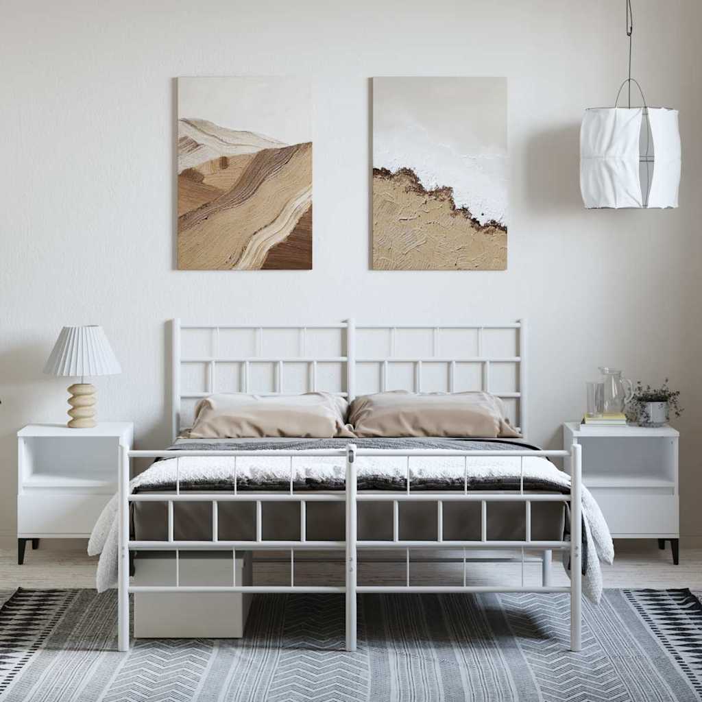 fehér fém ágykeret fej- és lábtámlával 135x190 cm