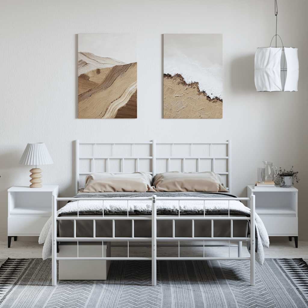 fehér fém ágykeret fej- és lábtámlával 150x200 cm
