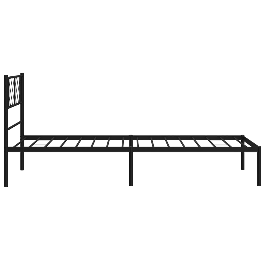 fekete fém ágykeret fejtámlával 75 x 190 cm