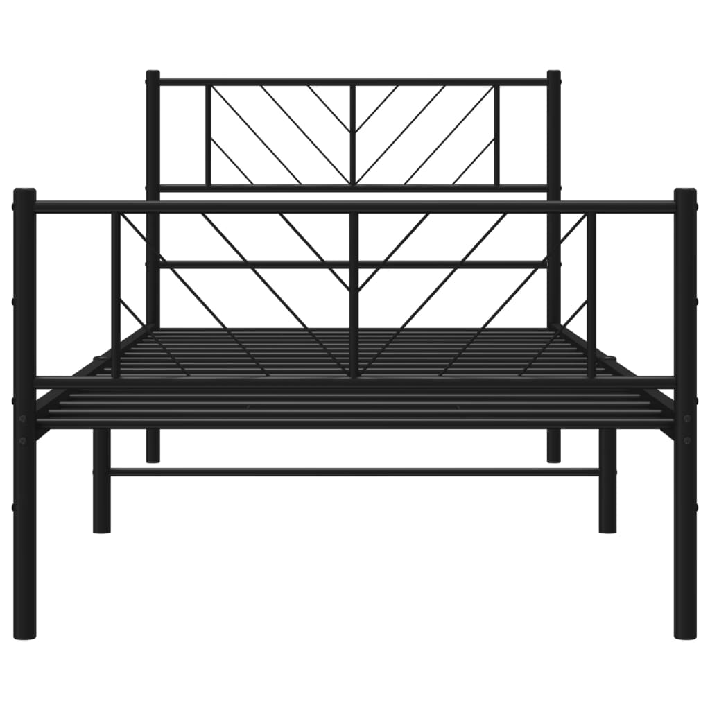 fekete fém ágykeret fej- és lábtámlával 75 x 190 cm