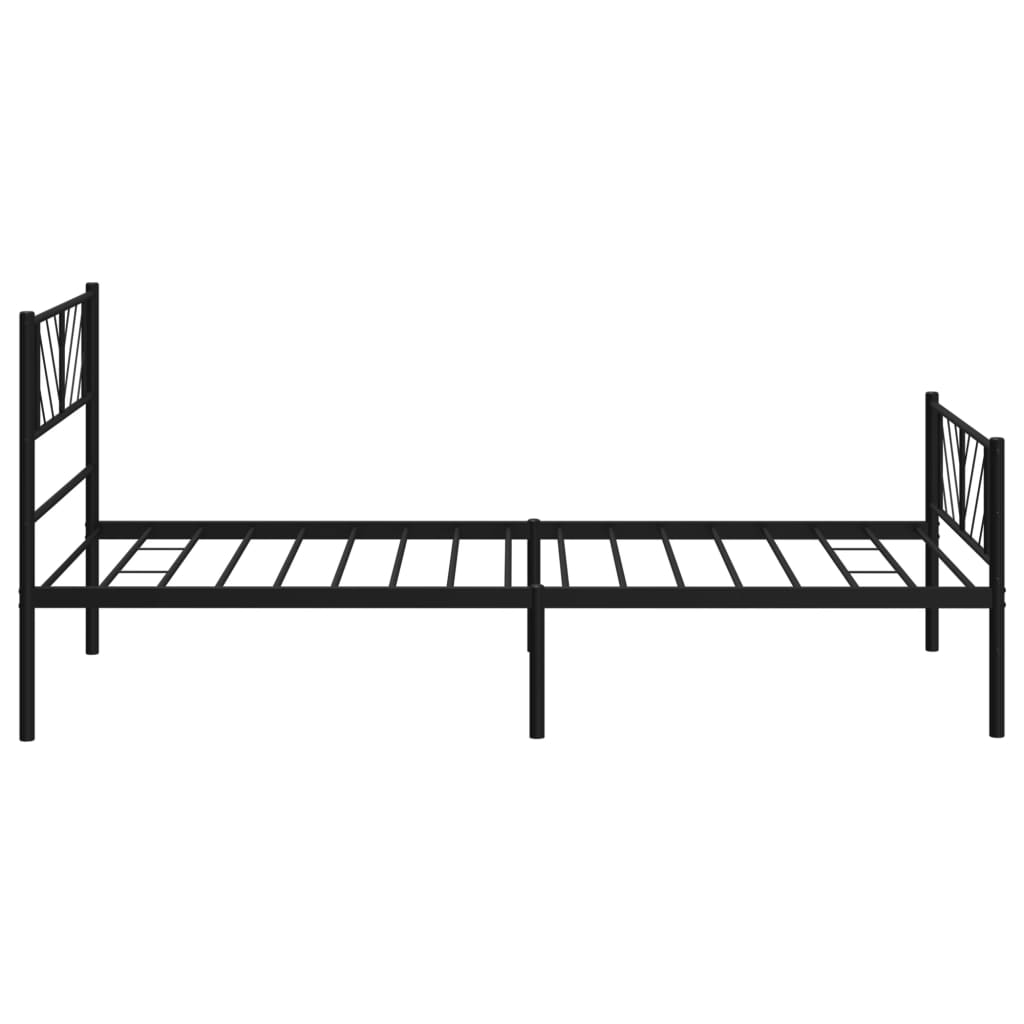 fekete fém ágykeret fej- és lábtámlával 75 x 190 cm