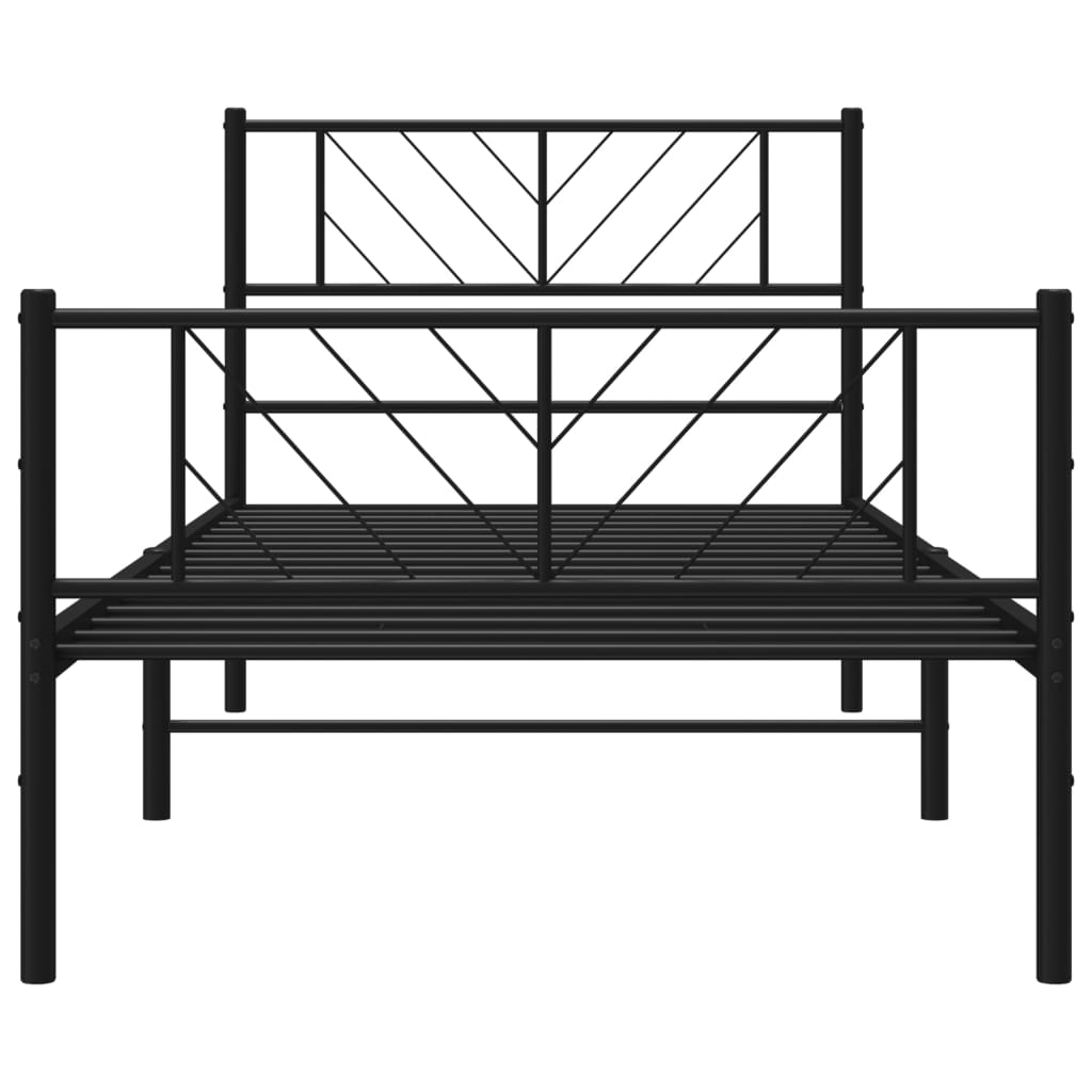 fekete fém ágykeret fej- és lábtámlával 80 x 200 cm