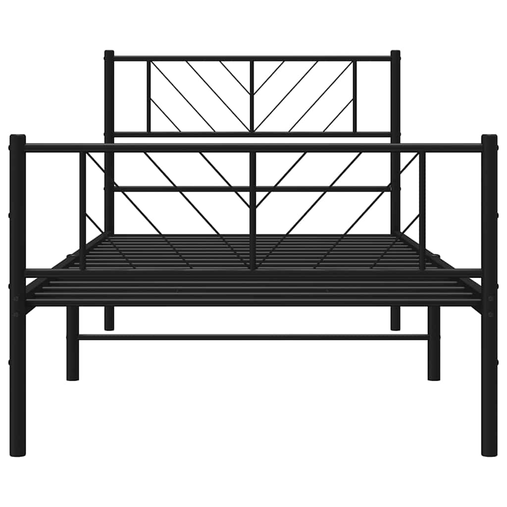 fekete fém ágykeret fej- és lábtámlával 100 x 190 cm