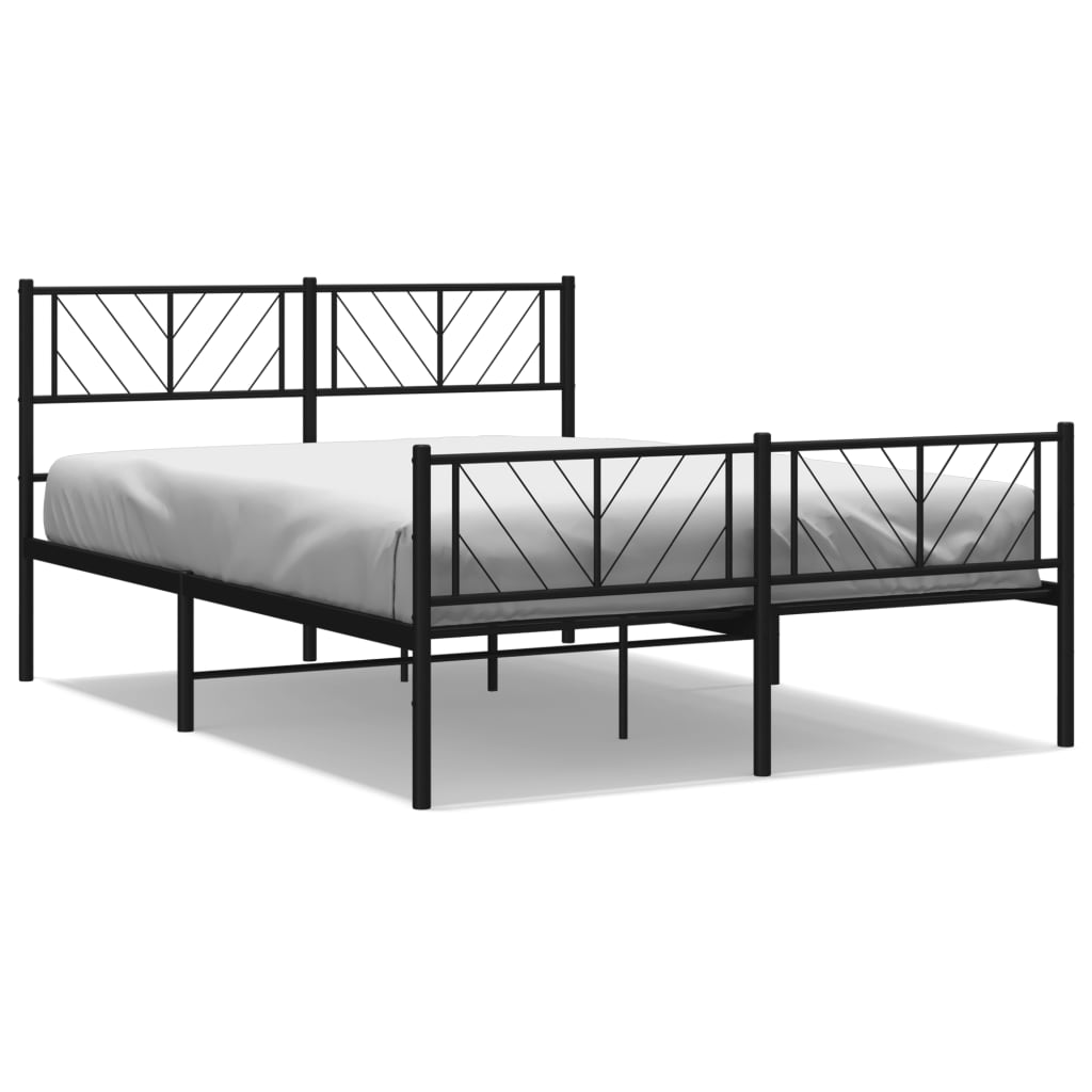 fekete fém ágykeret fej- és lábtámlával 120 x 200 cm