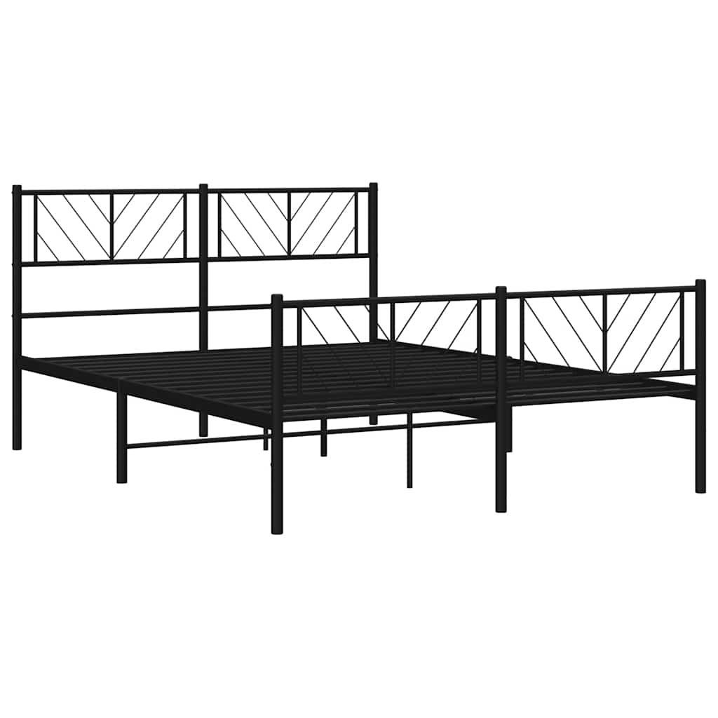 fekete fém ágykeret fej- és lábtámlával 135 x 190 cm