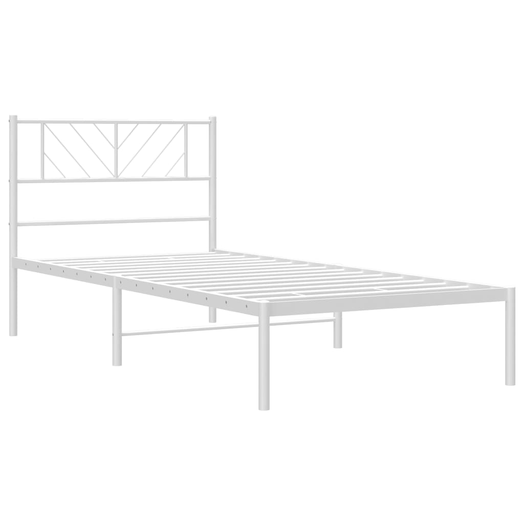 fehér fém ágykeret matrac nélkül fejtámlával 180 x 200 cm