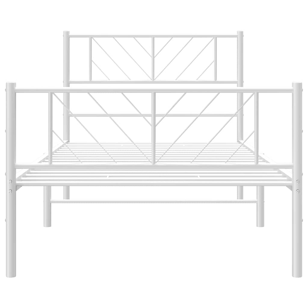 fehér fém ágykeret fej- és lábtámlával 100 x 190 cm
