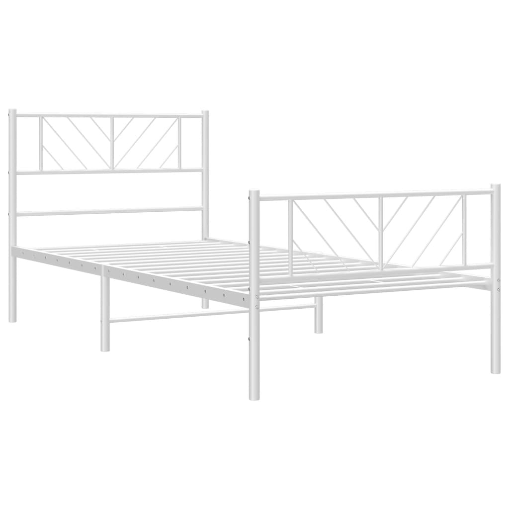 fehér fém ágykeret fej- és lábtámlával 107 x 203 cm