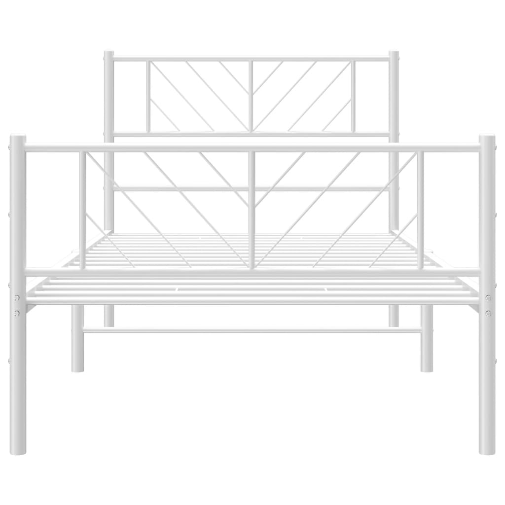 fehér fém ágykeret fej- és lábtámlával 107 x 203 cm