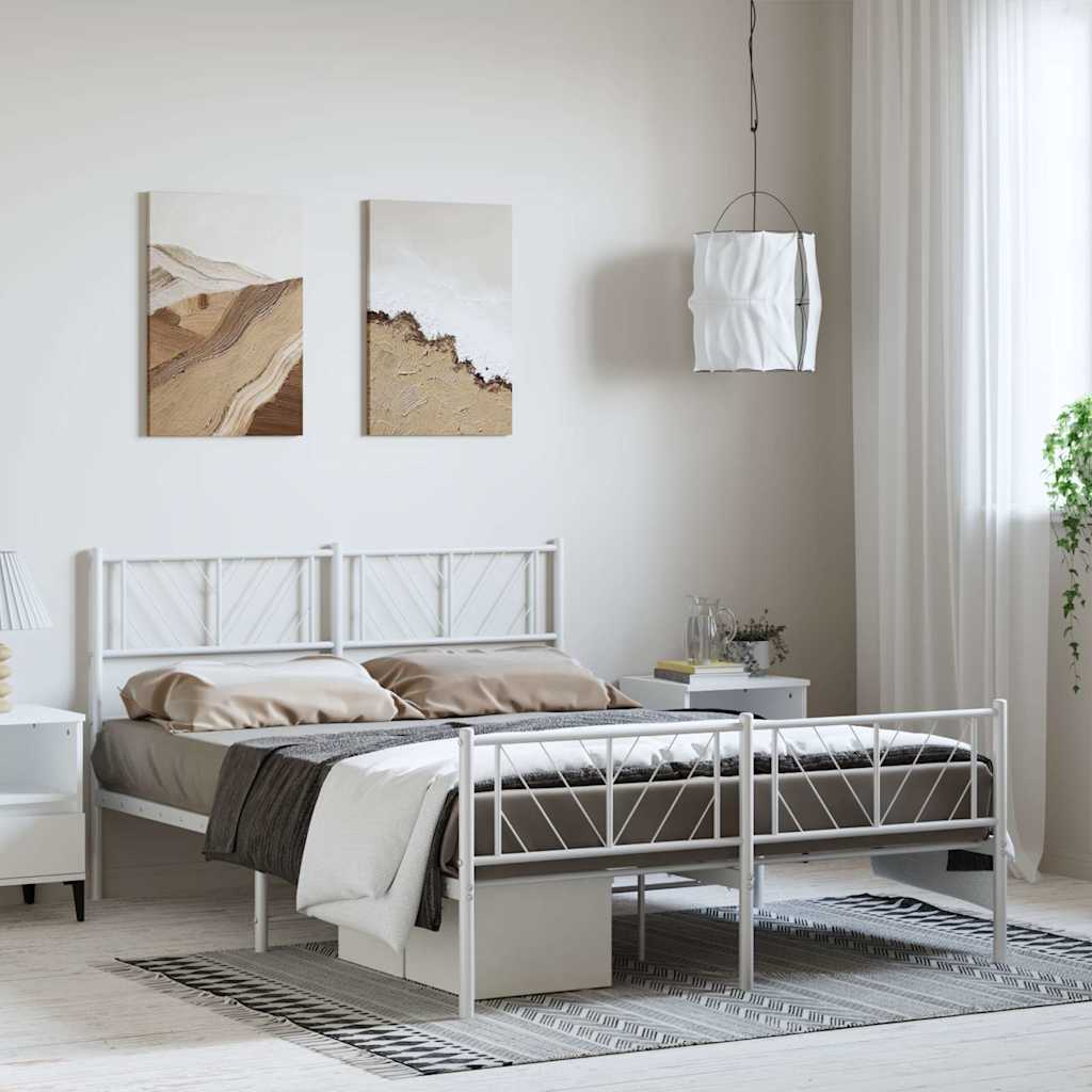 fehér fém ágykeret fej- és lábtámlával 135x190 cm