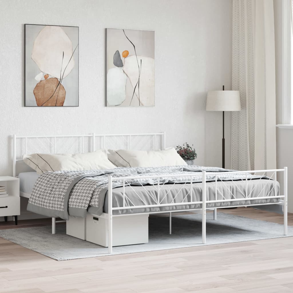 fehér fém ágykeret fej- és lábtámlával 180 x 200 cm