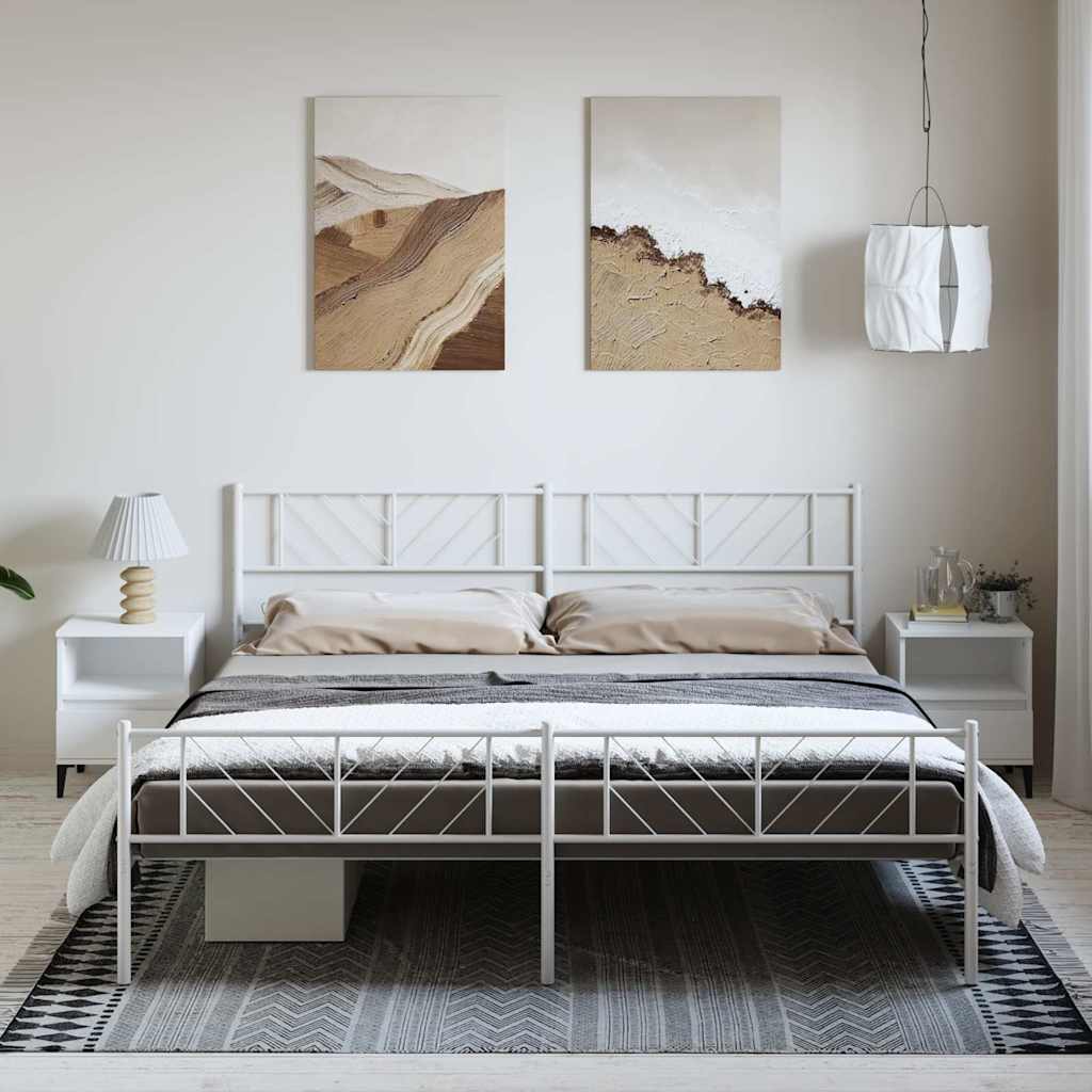 fehér fém ágykeret fej- és lábtámlával 193 x 203 cm