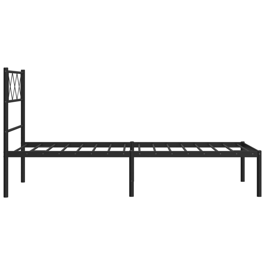 fekete fém ágykeret fejtámlával 80 x 200 cm