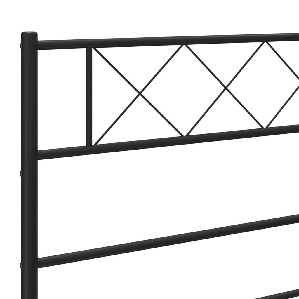 fekete fém ágykeret fejtámlával 80 x 200 cm