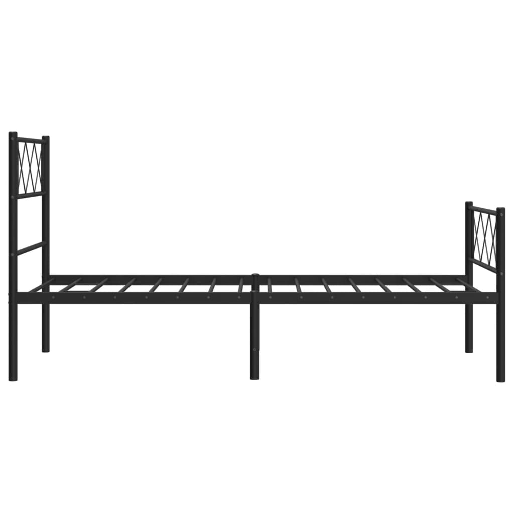 fekete fém ágykeret fej- és lábtámlával 107 x 203 cm