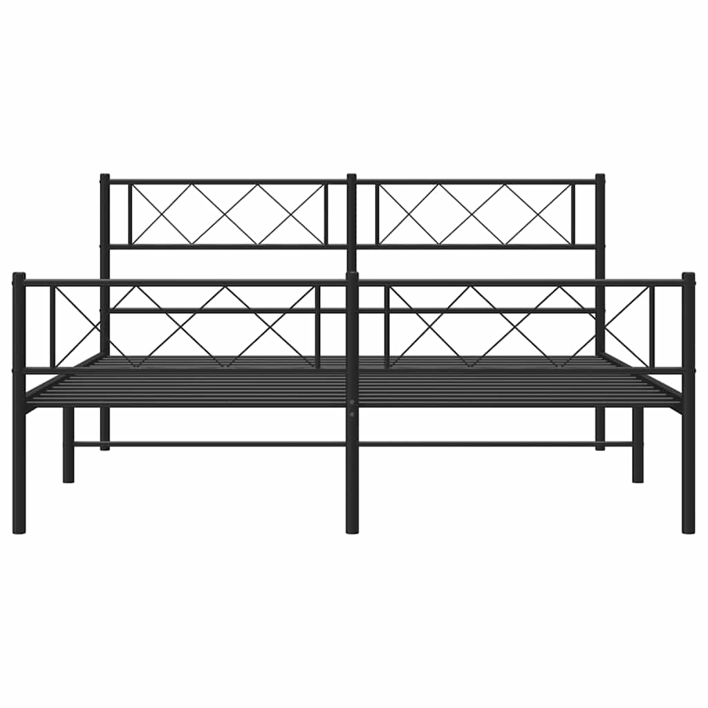 fekete fém ágykeret fej- és lábtámlával 120 x 190 cm