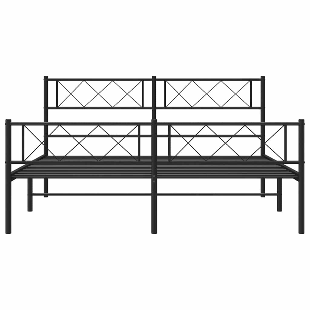 fekete fém ágykeret fej- és lábtámlával 120 x 200 cm