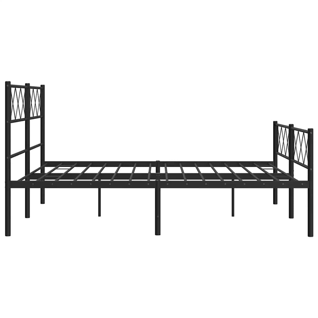 fekete fém ágykeret fej- és lábtámlával 135 x 190 cm
