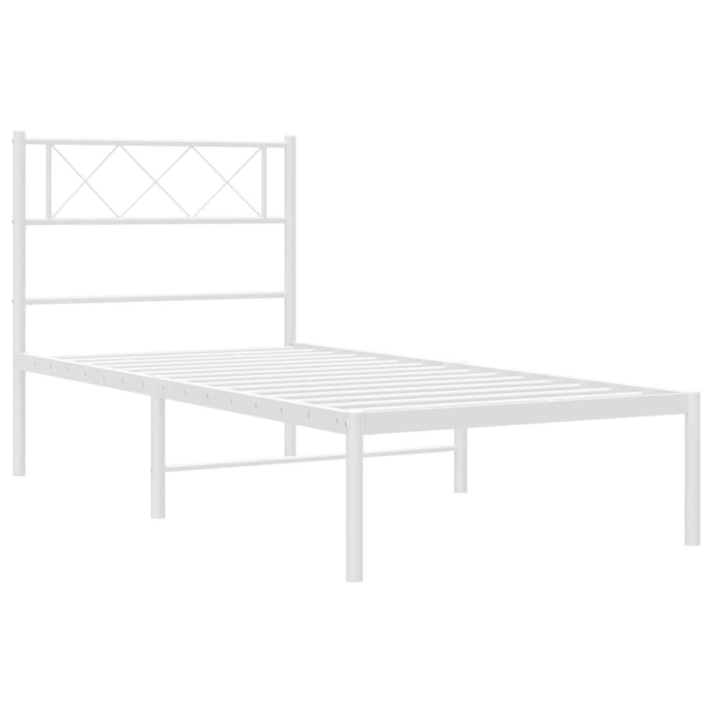 fehér fém ágykeret fejtámlával 90x200 cm