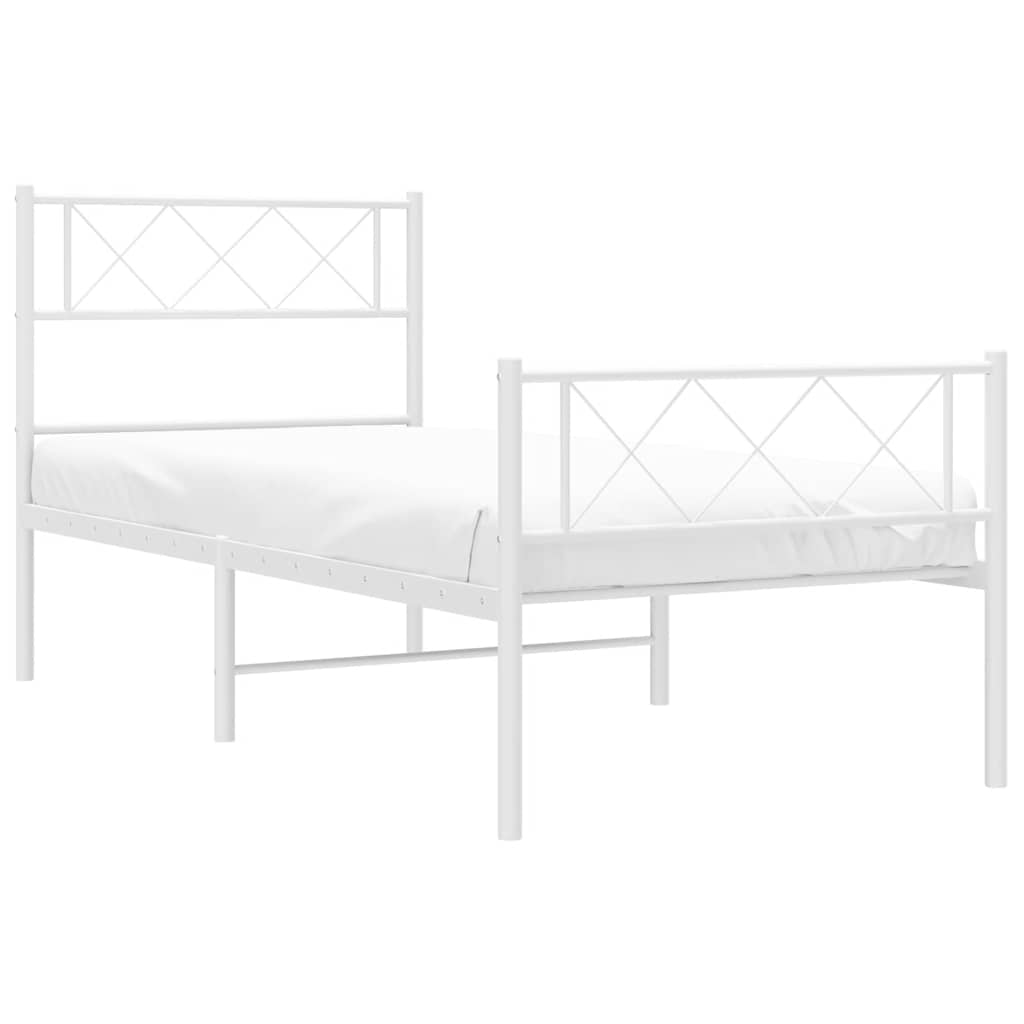 fehér fém ágykeret fej- és lábtámlával 100x200 cm
