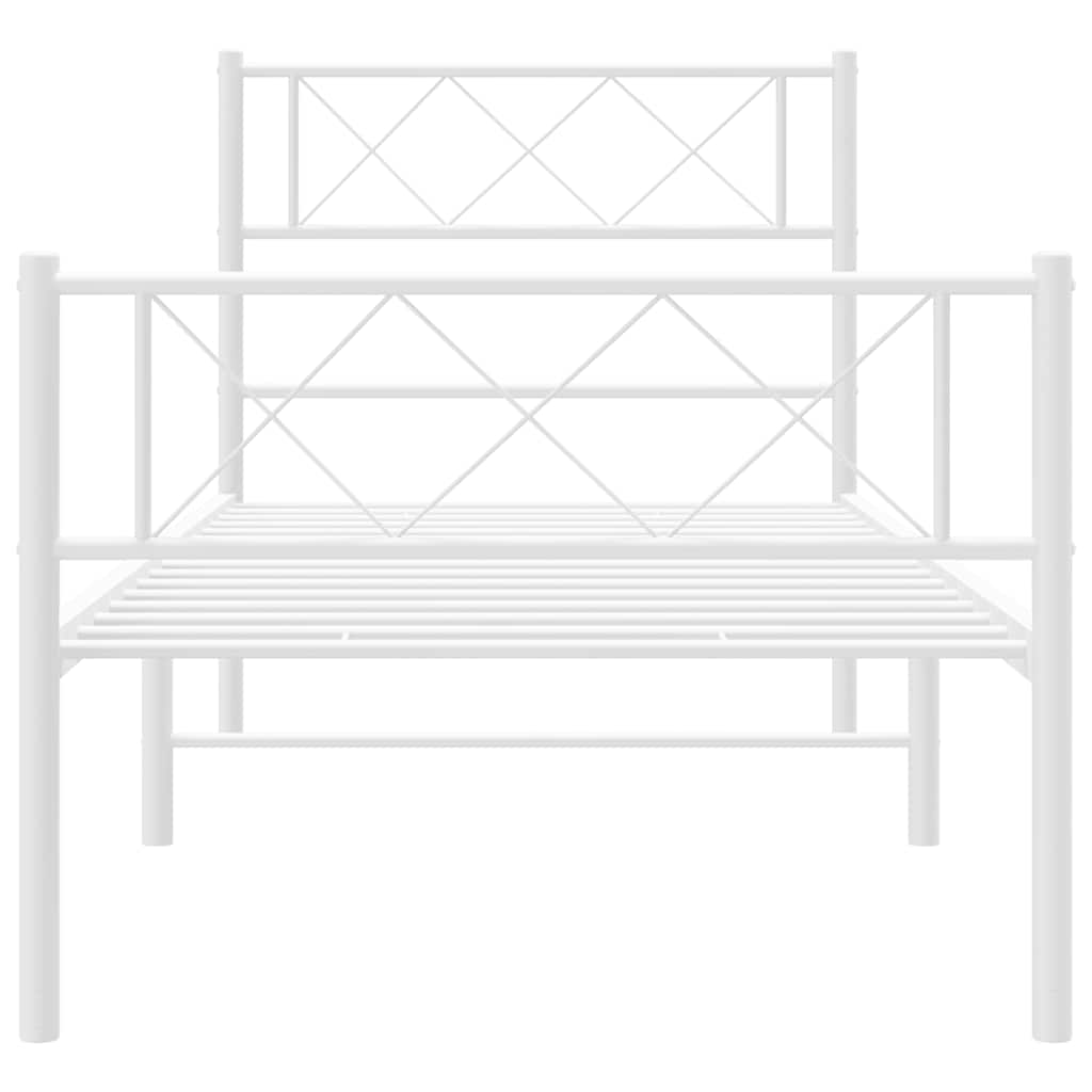 fehér fém ágykeret fej- és lábtámlával 100x200 cm