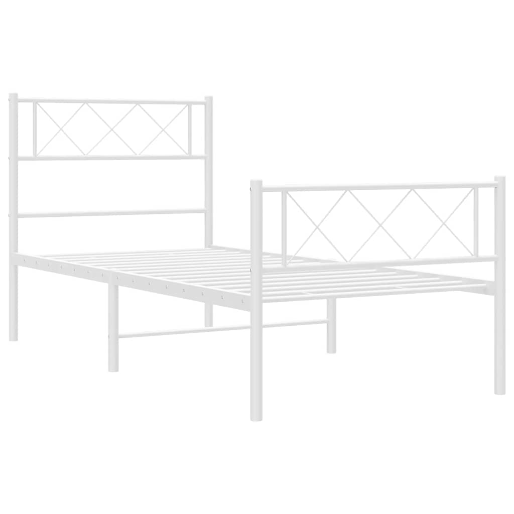 fehér fém ágykeret fej- és lábtámlával 100x200 cm