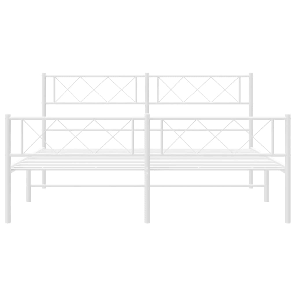fehér fém ágykeret fej- és lábtámlával 150x200 cm