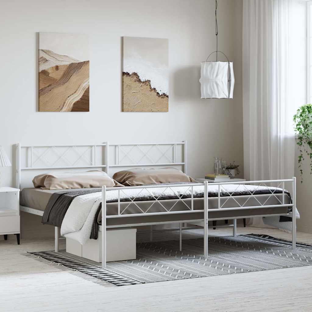 fehér fém ágykeret fej- és lábtámlával 183 x 213 cm