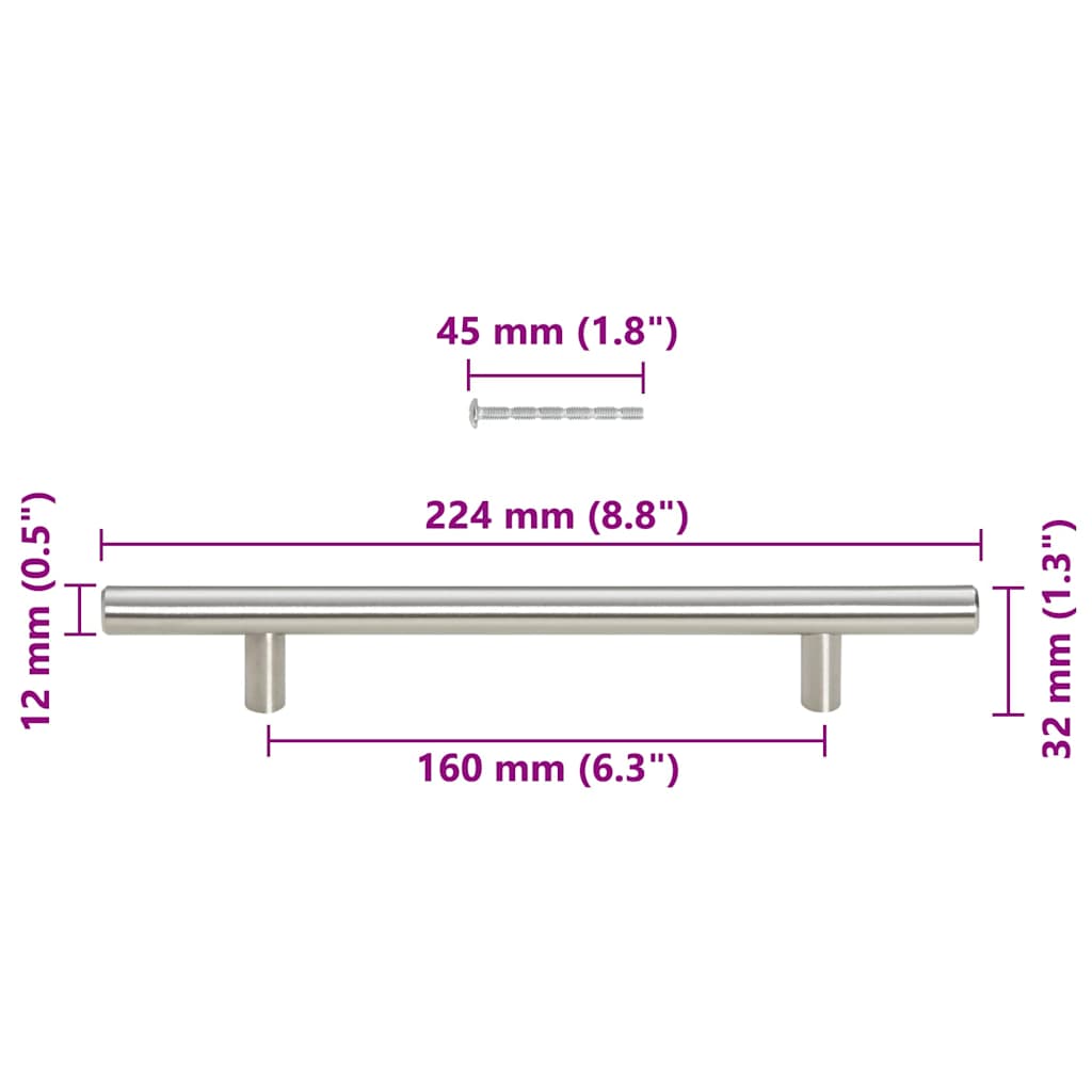 10 db ezüst rozsdamentes acél szekrényfogantyú 160 mm