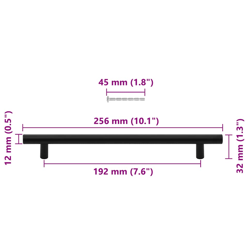 5 db fekete rozsdamentes acél szekrényfogantyú 192 mm