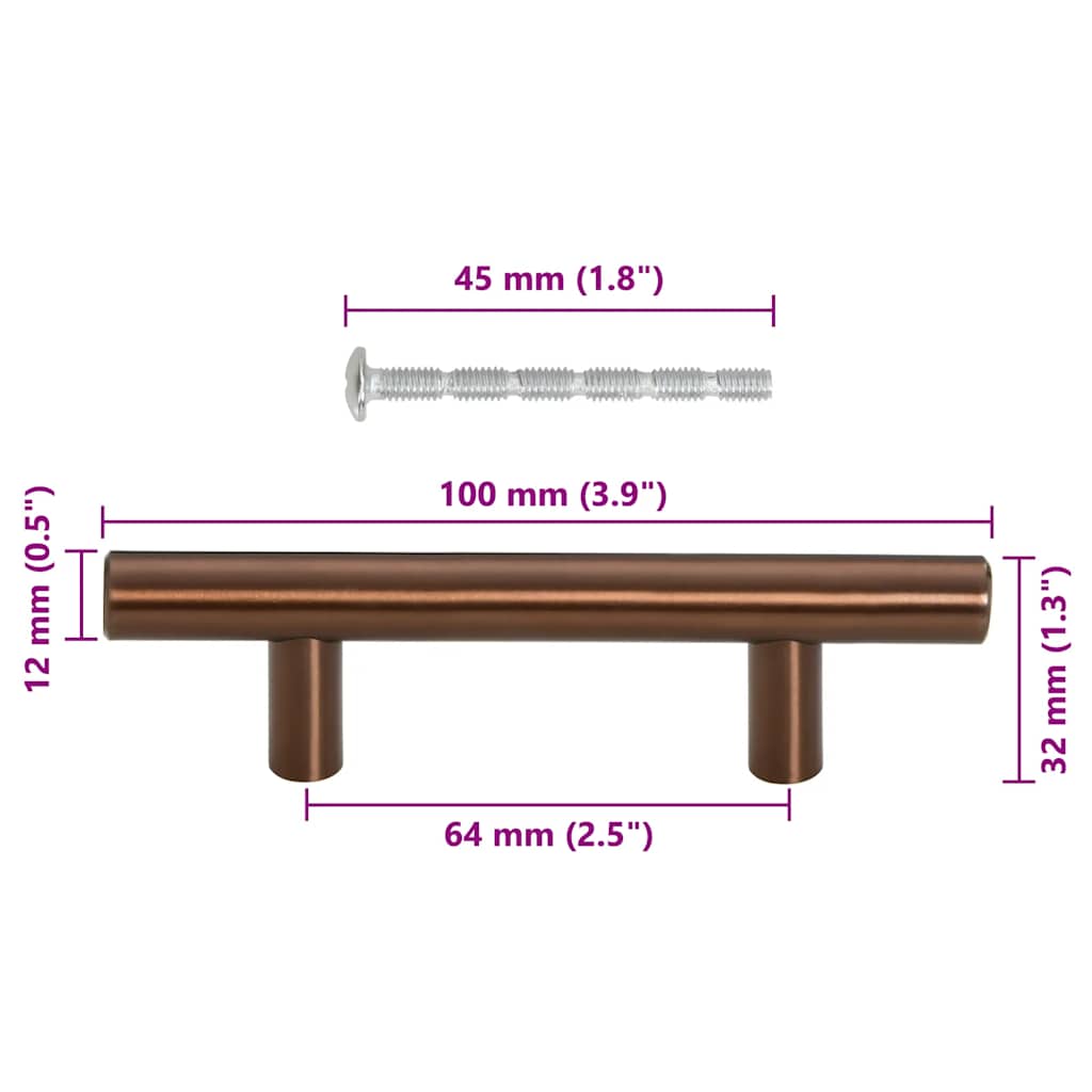 10 db bronz rozsdamentes acél szekrényfogantyú 64 mm