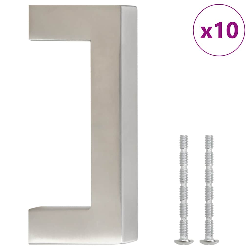 10 db ezüst rozsdamentes acél szekrényfogantyú 64 mm