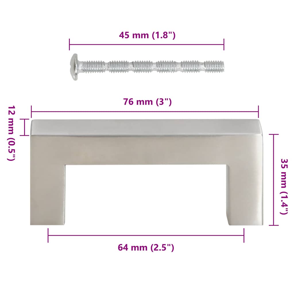 10 db ezüst rozsdamentes acél szekrényfogantyú 64 mm