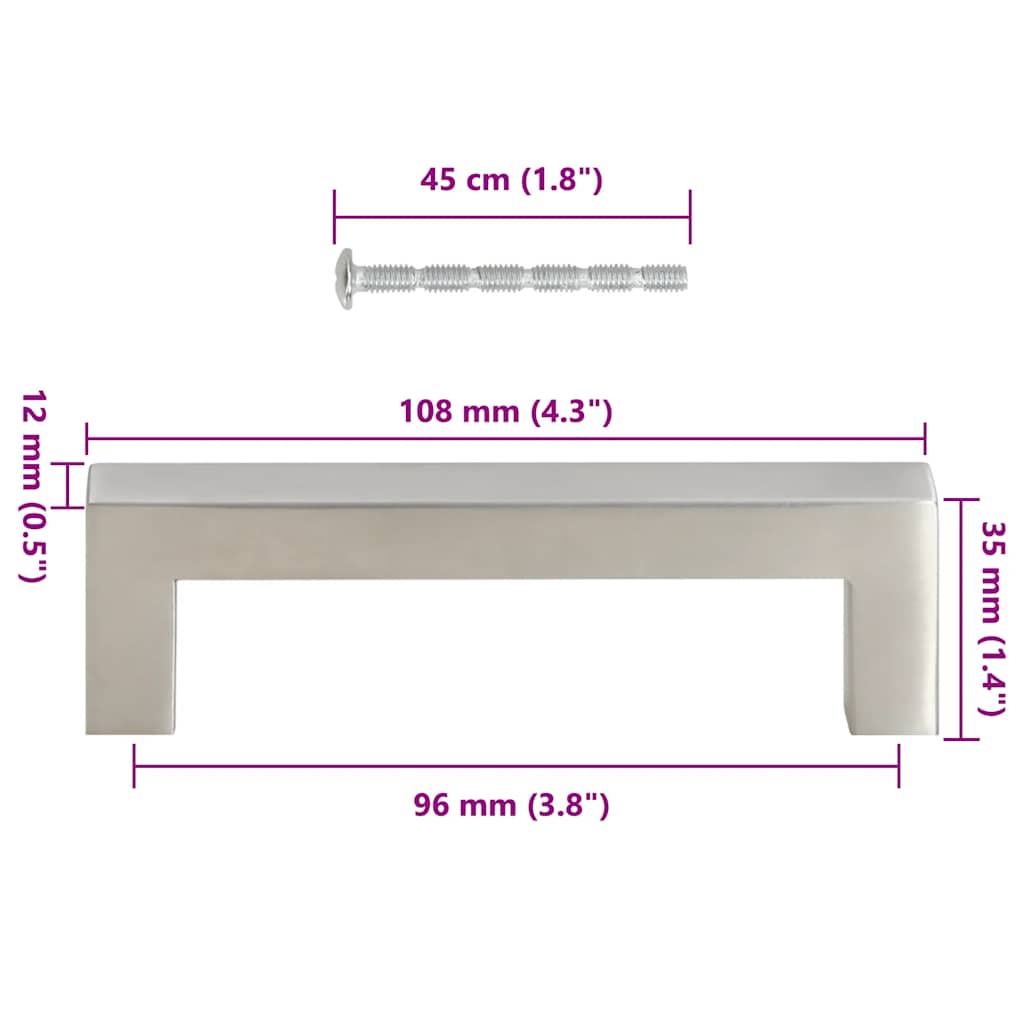 10 db ezüst rozsdamentes acél szekrényfogantyú 96 mm