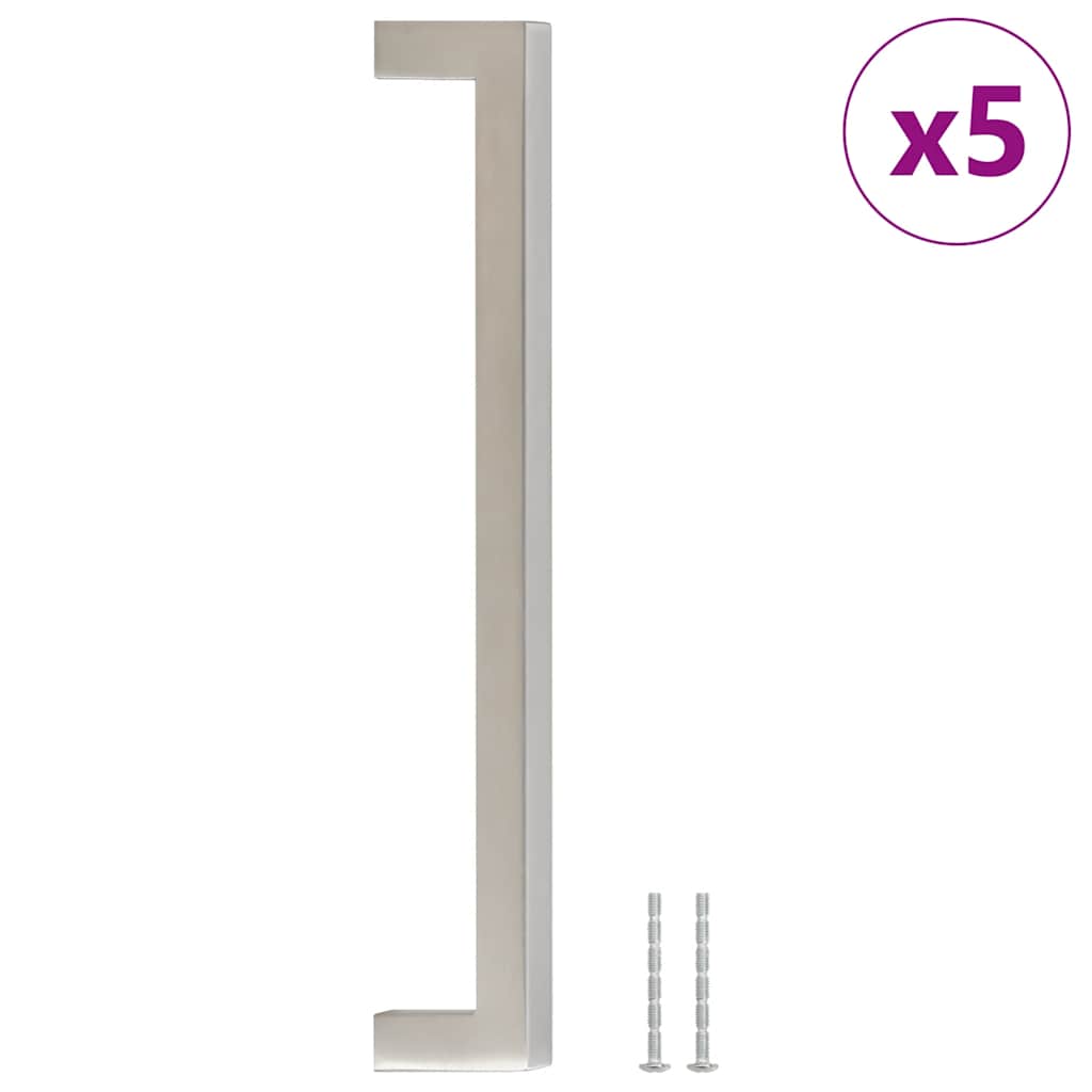 5 db ezüst rozsdamentes acél szekrényfogantyú 192 mm