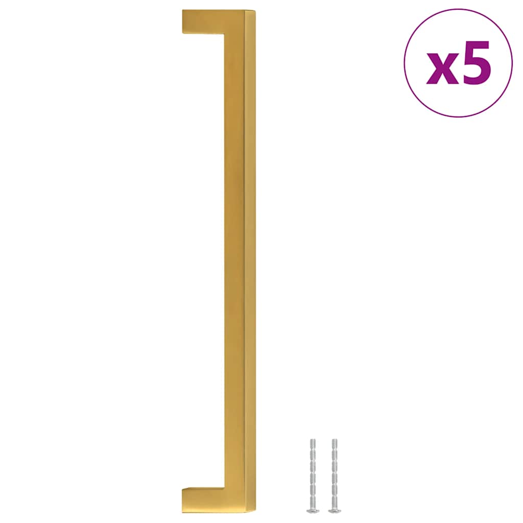 5 db aranyszínű rozsdamentes acél szekrényfogantyú 224 mm