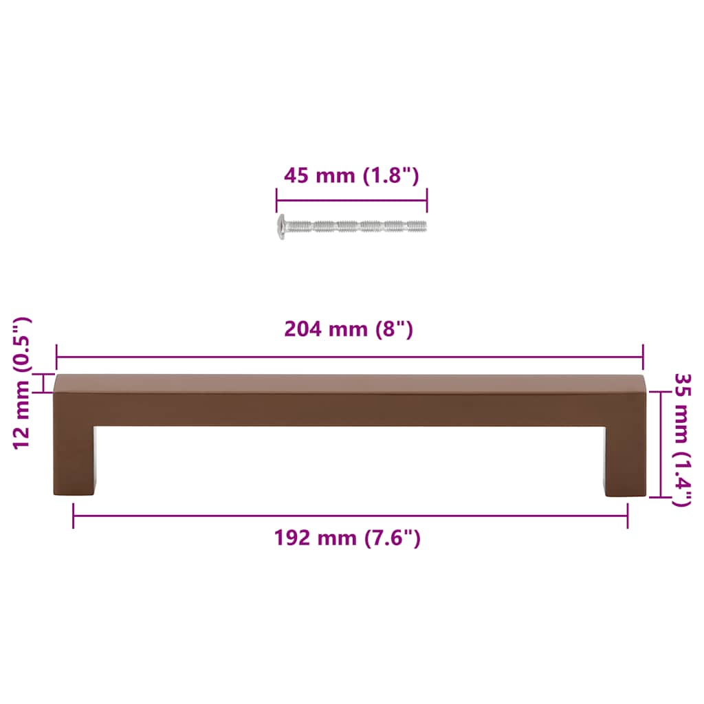 5 db bronz rozsdamentes acél szekrényfogantyú 192 mm