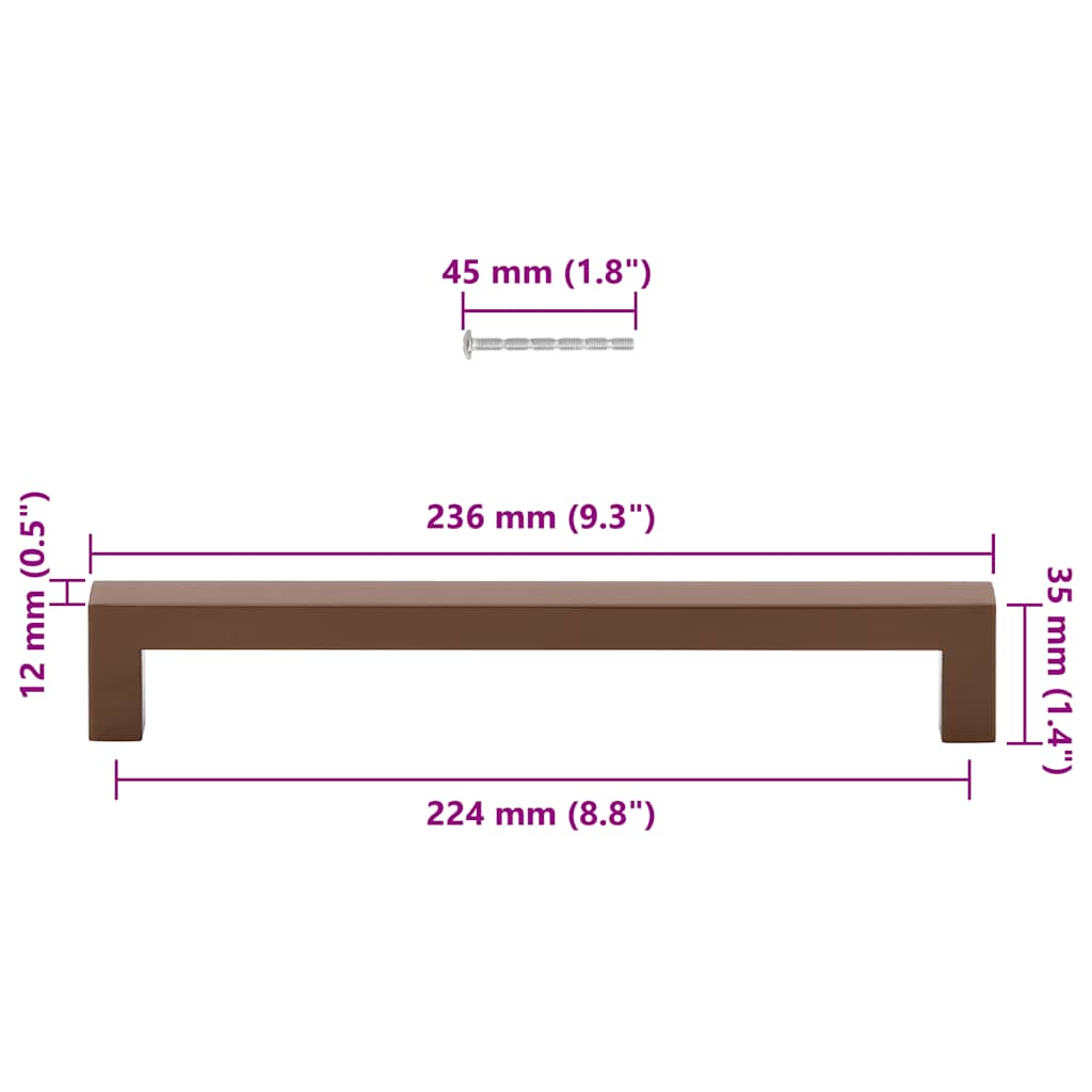 5 db fekete rozsdamentes acél szekrényfogantyú 224 mm